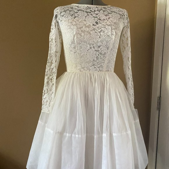 Handmade Dresses & Skirts - Vintage 1950's Short White/Ivory Wedding Dress Size 4
